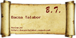 Bacsa Talabor névjegykártya